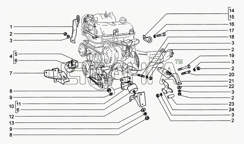 Chevrolet Chevrolet Niva 1.7 Схема Подвеска двигателя-84 banga.ua