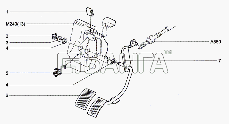 Chevrolet Chevrolet Niva 1.7 Схема Педаль привода акселератора-104
