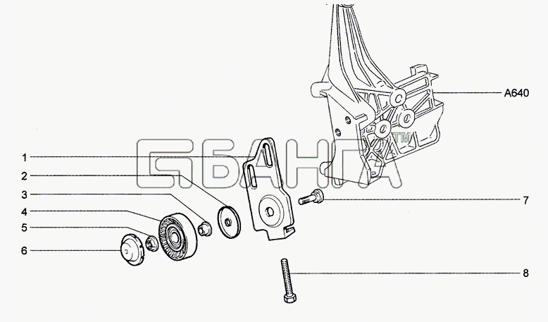 Chevrolet Chevrolet Niva 1.7 Схема Механизм натяжения ремня привода