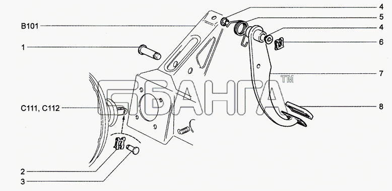 Chevrolet Chevrolet Niva 1.7 Схема Педаль тормоза-191 banga.ua