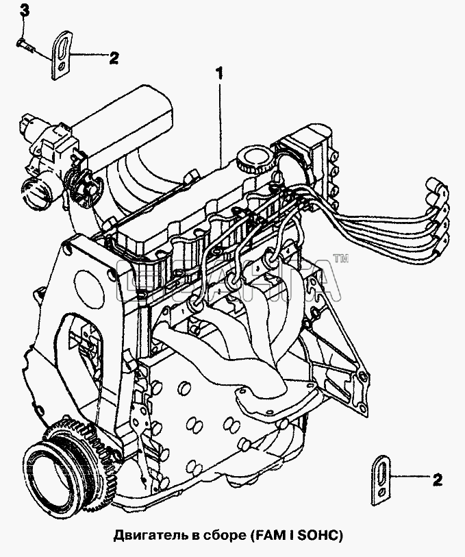 Daewoo Lanos Схема Двигатель в сборе (FAM I SOHC)-4 banga.ua