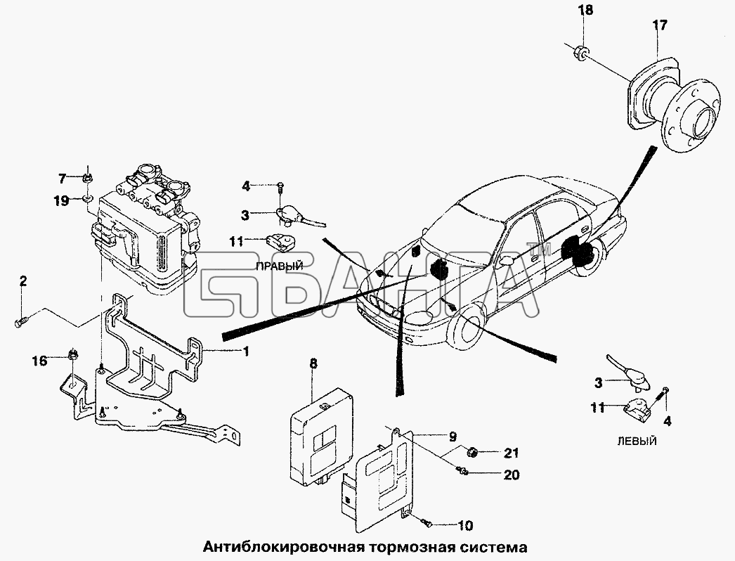 Daewoo Lanos Схема Антиблокировочная тормозная система-159 banga.ua