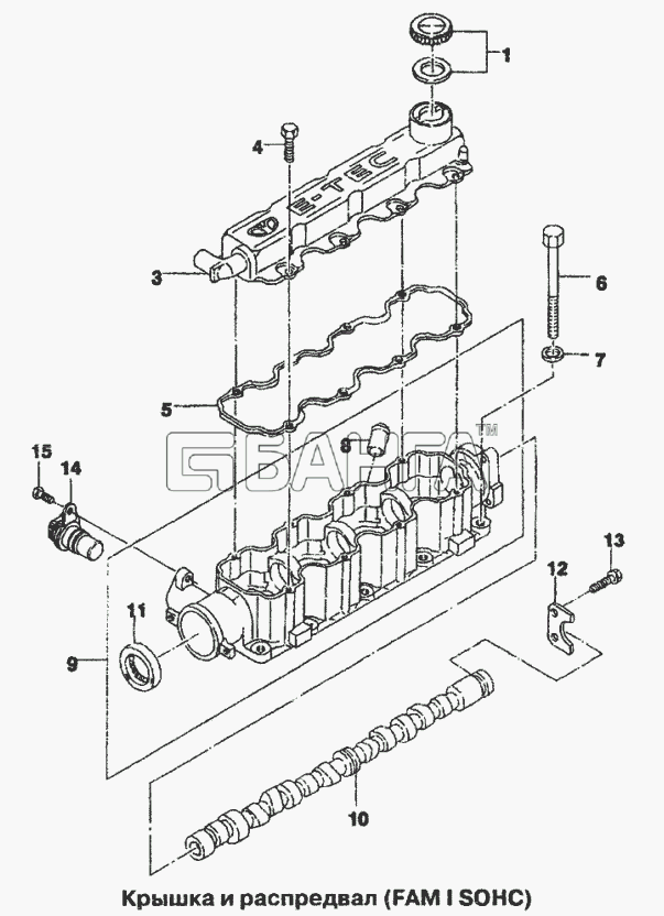Chevrolet Chevrolet Lanos Схема Крышка и распределительный вал (FAM I
