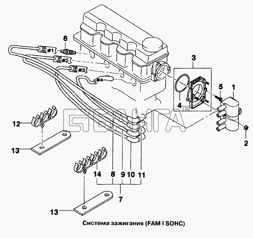 Chevrolet Chevrolet Lanos Схема Система зажигания (FAM I SOHC)-166