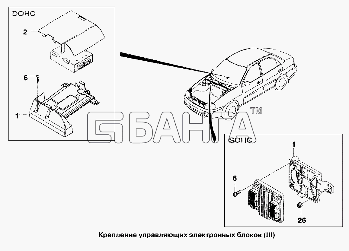ЗАЗ ZAZ Sens Схема Крепление управляющих электронных блоков banga.ua