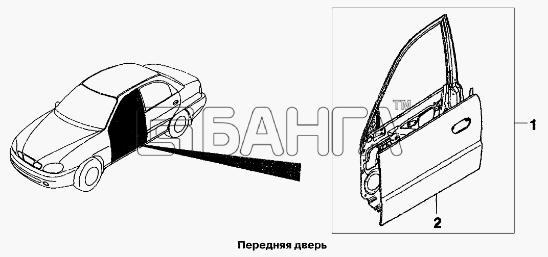 ЗАЗ ZAZ Sens Схема Передняя дверь-240 banga.ua