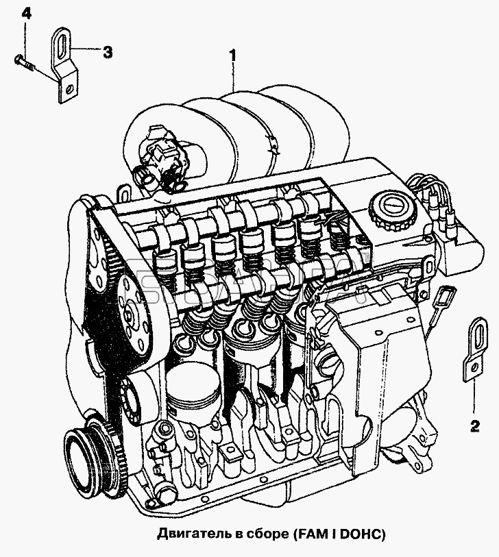 Daewoo Lanos Схема Двигатель в сборе (FAM I DOHC)-5 banga.ua