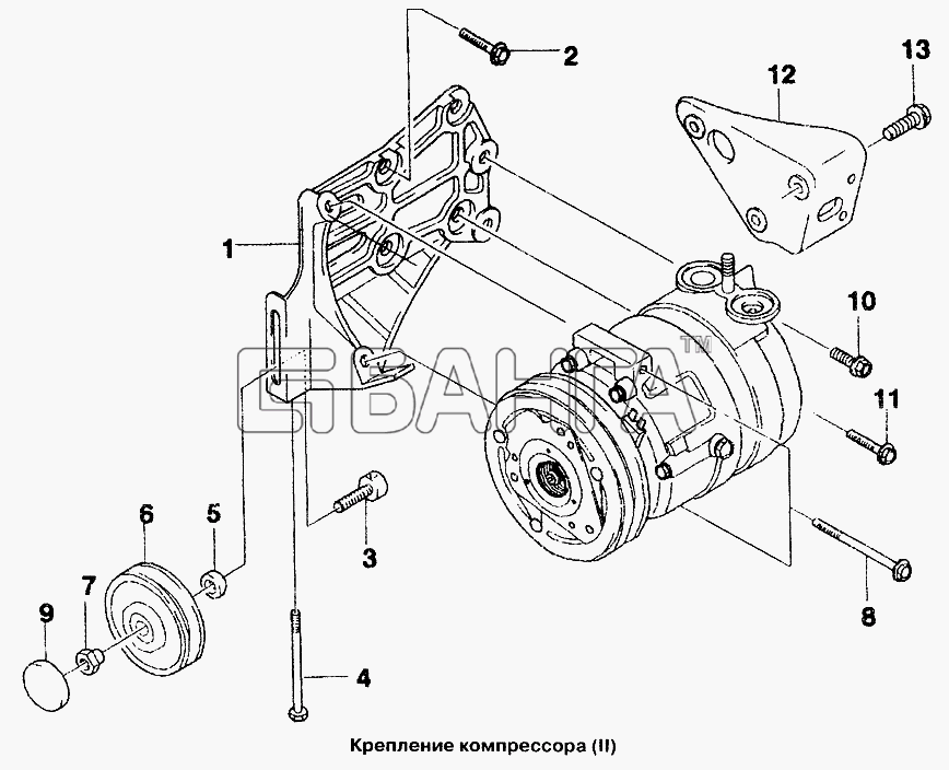 ЗАЗ ZAZ Sens Схема Крепление компрессора (II)-277 banga.ua