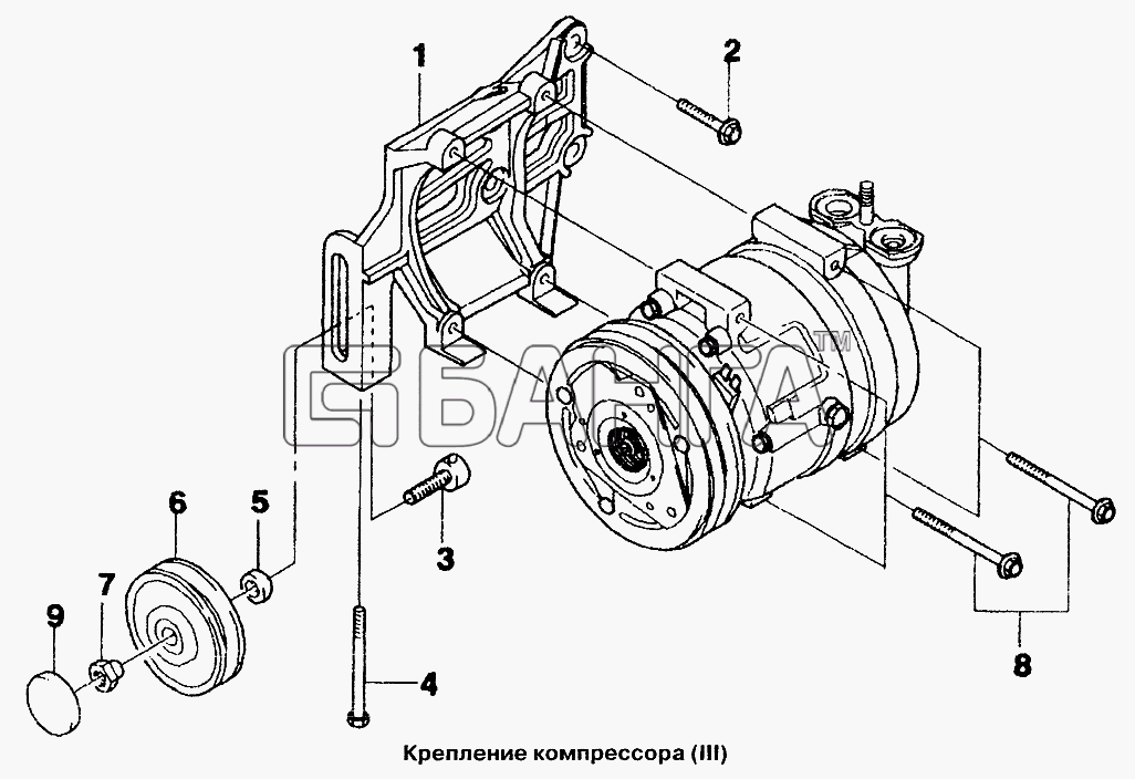 ЗАЗ ZAZ Sens Схема Крепление компрессора (III)-278 banga.ua