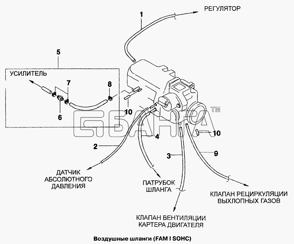Chevrolet Chevrolet Lanos Схема Воздушные шланги (FAM I SOHC)-31