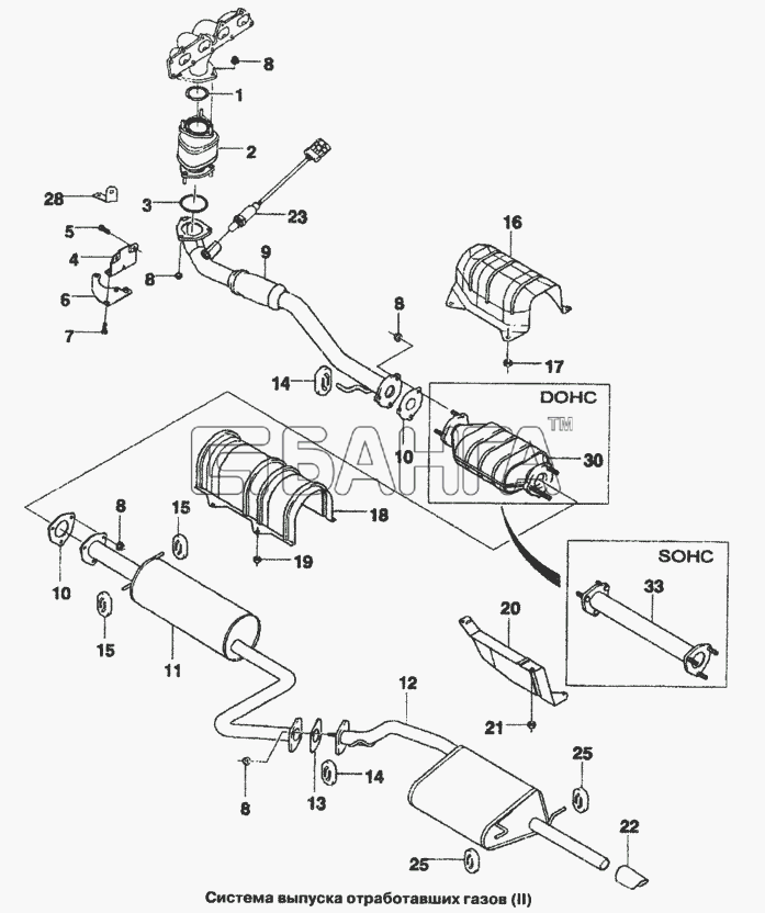 Chevrolet Chevrolet Lanos Схема Система выпуска отработавших газов