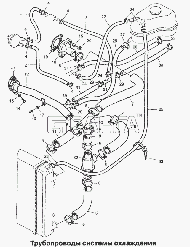 Chevrolet Chevrolet Lanos Схема Трубопроводы системы охлаждения-81