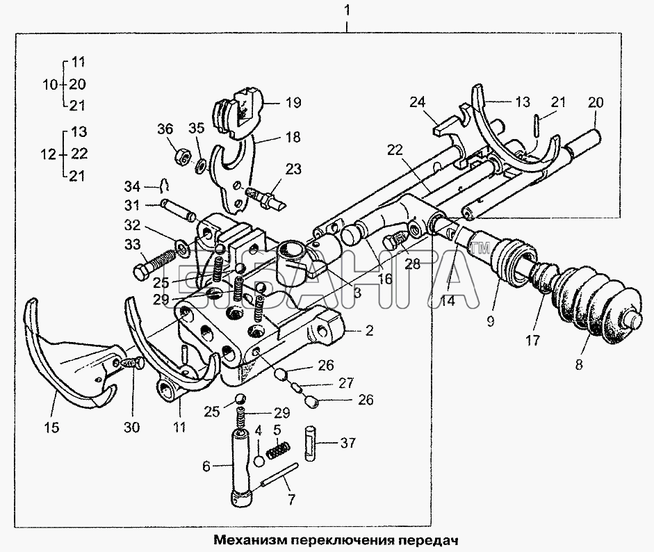 Chevrolet Chevrolet Lanos Схема Механизм переключения передач-120