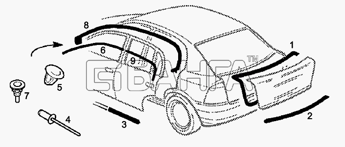 Chevrolet Chevrolet Viva Схема Уплотнитель крышки багажника-282