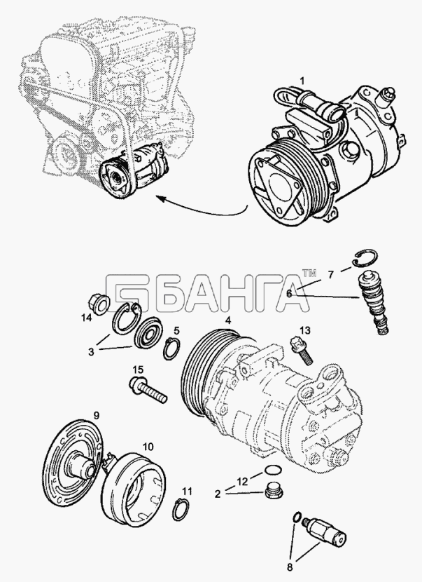 Chevrolet Chevrolet Viva Схема Компрессор-305 banga.ua