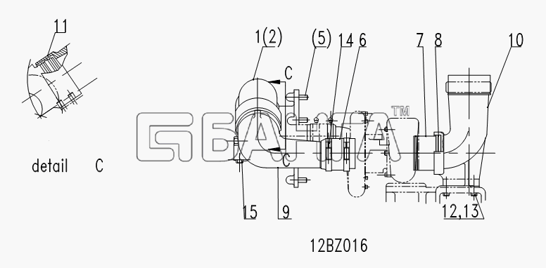 SDEC SDEC C6121ZG57a Схема INTAKE AND EXHAUST MANIFOLD GP-20 banga.ua