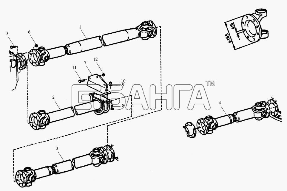 Shaanxi MAN-F2000 (SX3254JS384) Схема Валы кардана в сборе-102