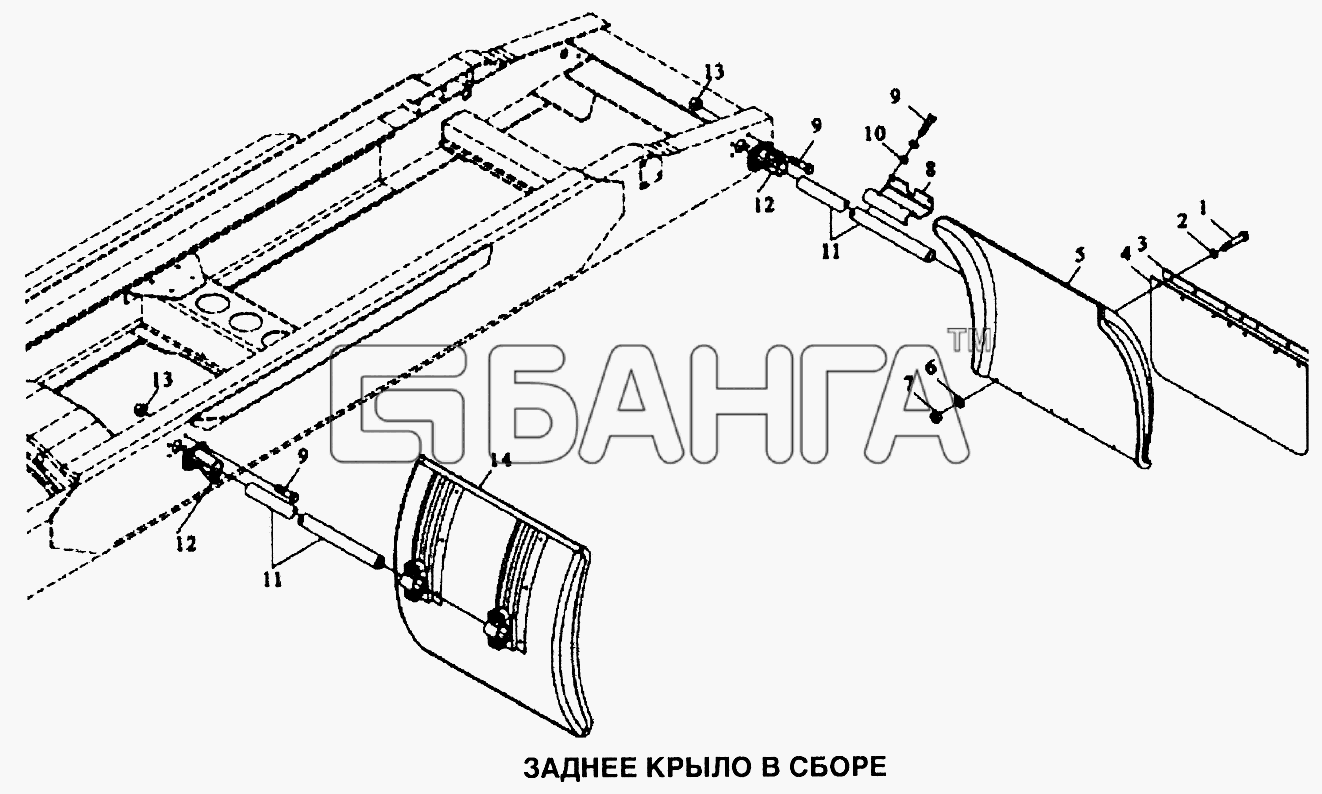 Shaanxi SX-3255-DR 3804B 6х4 Схема Крыло заднее в сборе-115 banga.ua