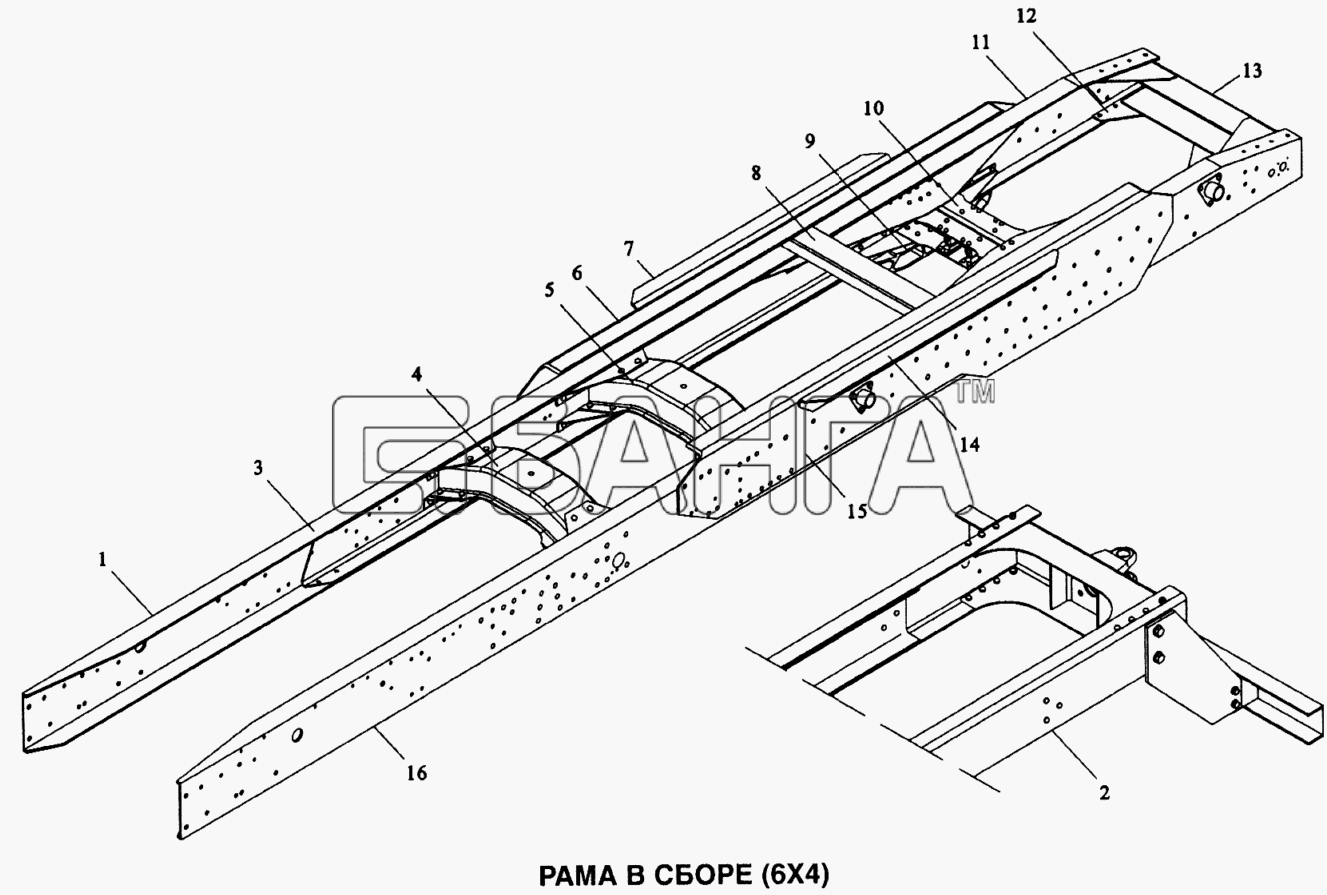 Shaanxi SX-3255-DR 3804B 6х4 Схема Рама в сборе (6x4)-108 banga.ua