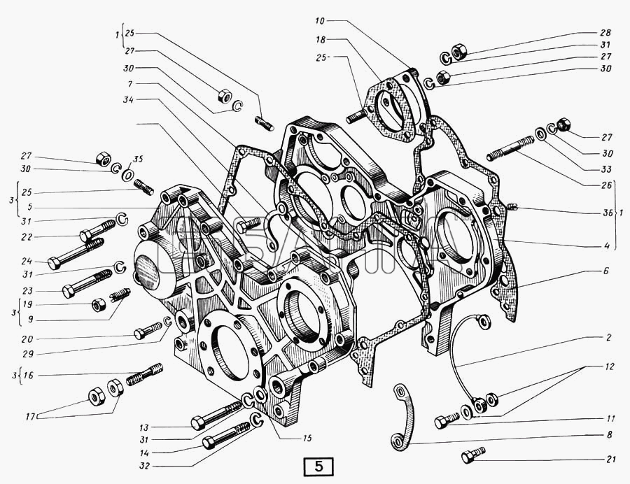 СМД 14...-20 (1998 г. Москва) Схема Картер и передняя крышка