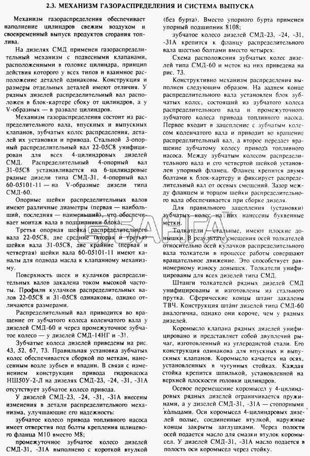 СМД 21...-24 (1998 г. Москва) Схема Механизм газораспределения и