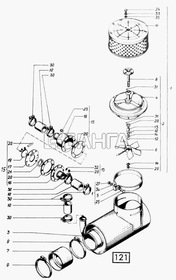СМД 31 (1998 г. Москва) Схема Воздухозаборник и клапан эжектора СМД-31