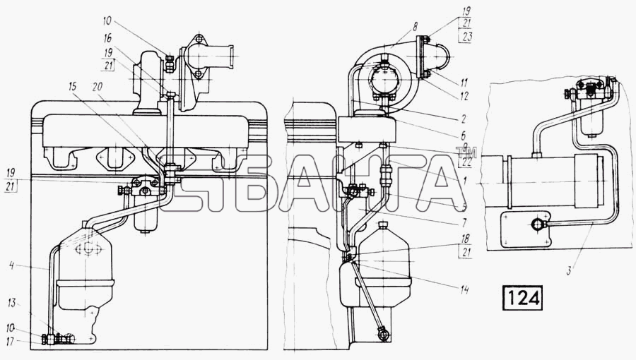 СМД 21...-24 (1998 г. Москва) Схема Установка турбокомпрессора СМД-21