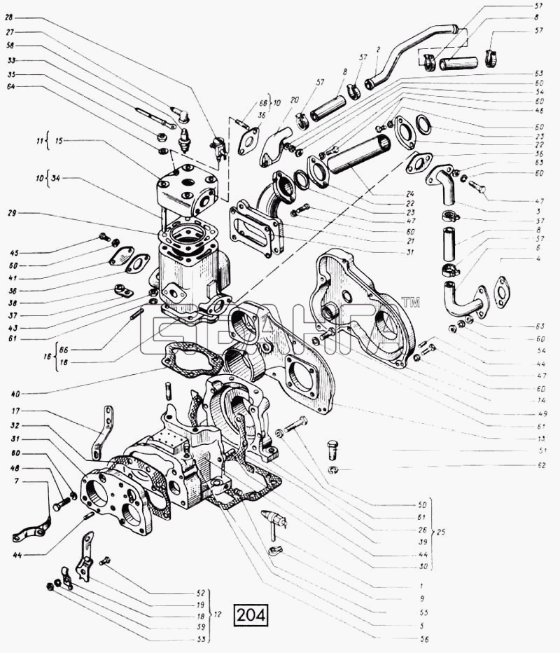 СМД 60...-73 (1998 г. Москва) Схема Пусковой двигатель П-350 СМД-60