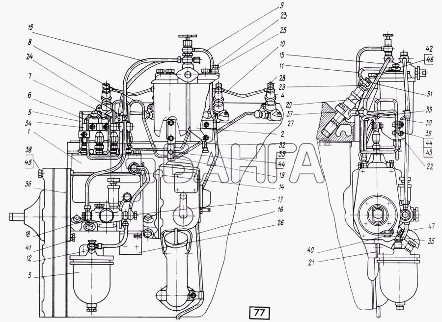 СМД 14...-20 (1998 г. Москва) Схема Топливная система СМД-14НГ -14БН