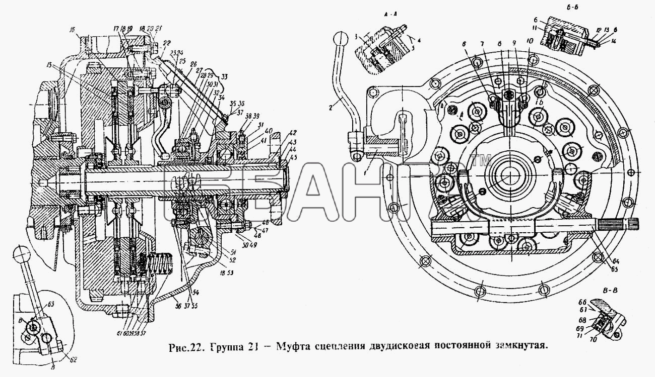 СМД 14 (1998 г. Минск) Схема Муфта сцепления двухдисковая постоянно