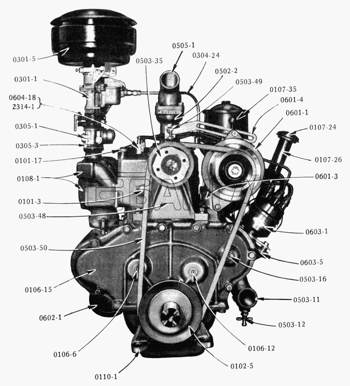 Studebaker Studebaker US6x6 Схема Двигатель в сборе Engine Assembly-15