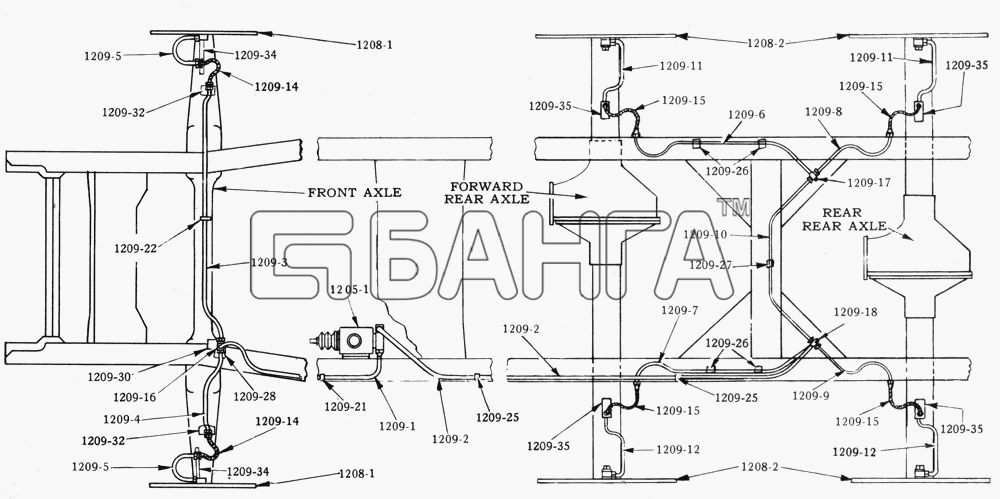 Studebaker Studebaker US6x6 Схема Шланги гидравлические тормозов для
