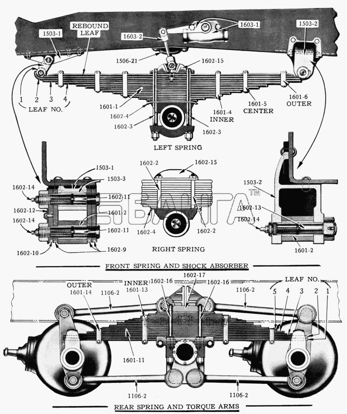 Studebaker Studebaker US6x6 Схема Подвески передняя и задняя Front and