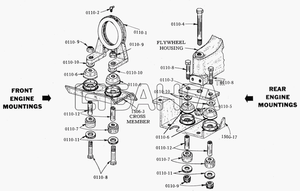 Studebaker Studebaker US6x6 Схема Крепление двигателя Engine