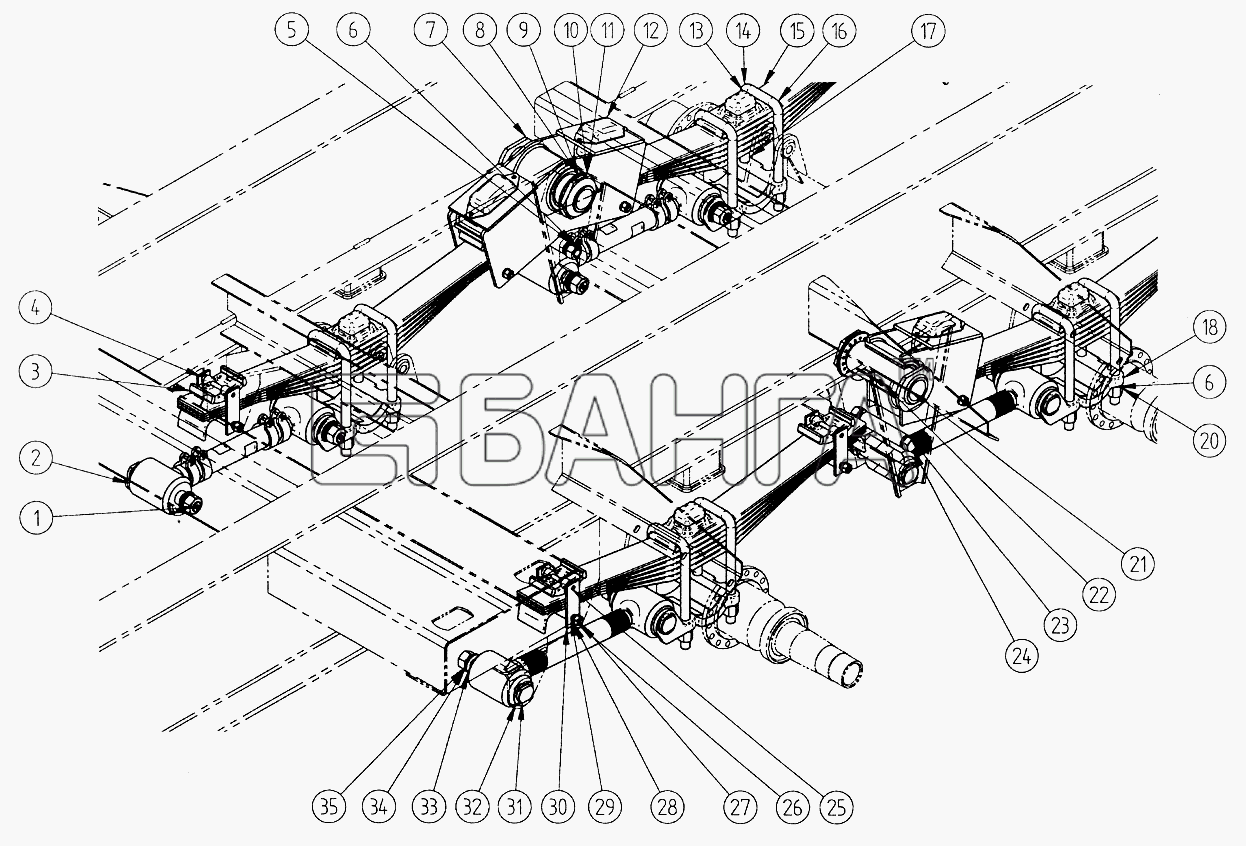 СЗАП СЗАП-9327 (2005) Схема Подвеска рессорная балансирная-15 banga.ua