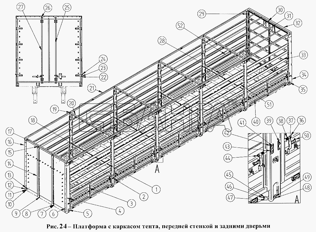 СЗАП СЗАП-93271 (2005) Схема Платформа с каркасом тента передней