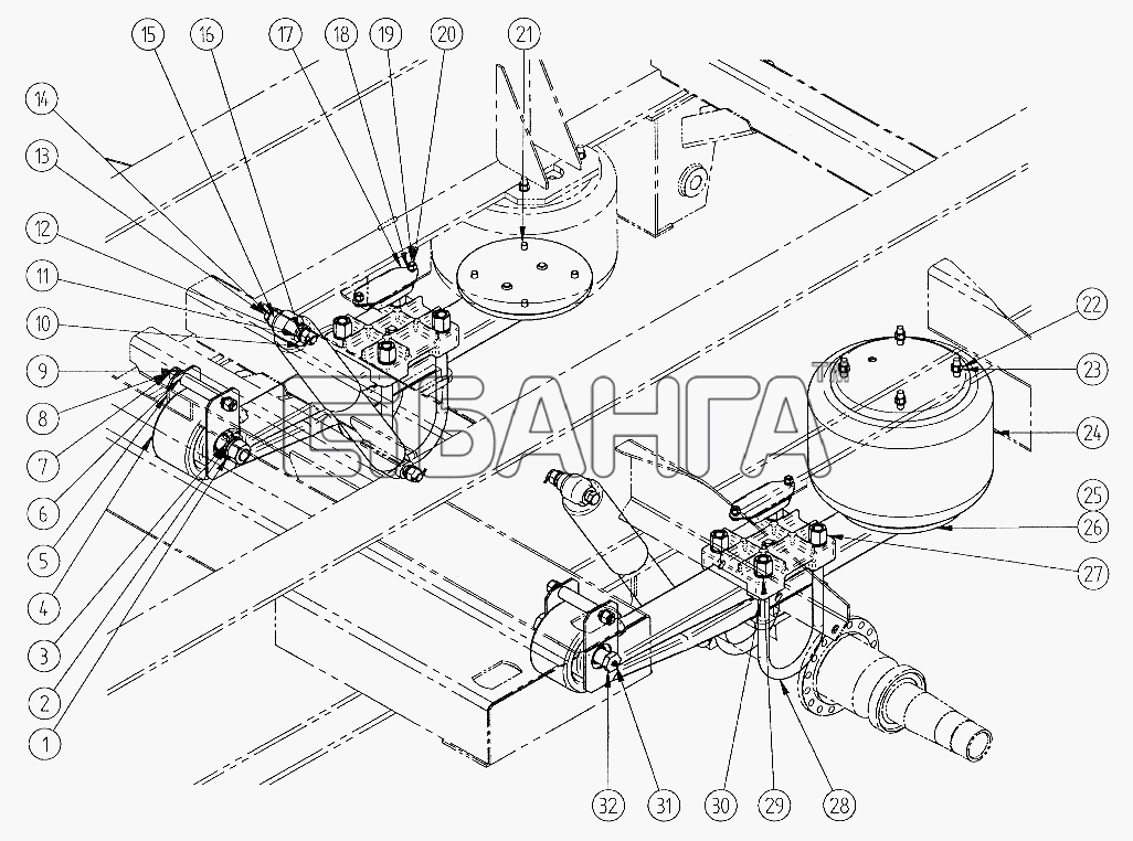 СЗАП СЗАП-9328 (2005) Схема Подвеска пневматическая-17 banga.ua