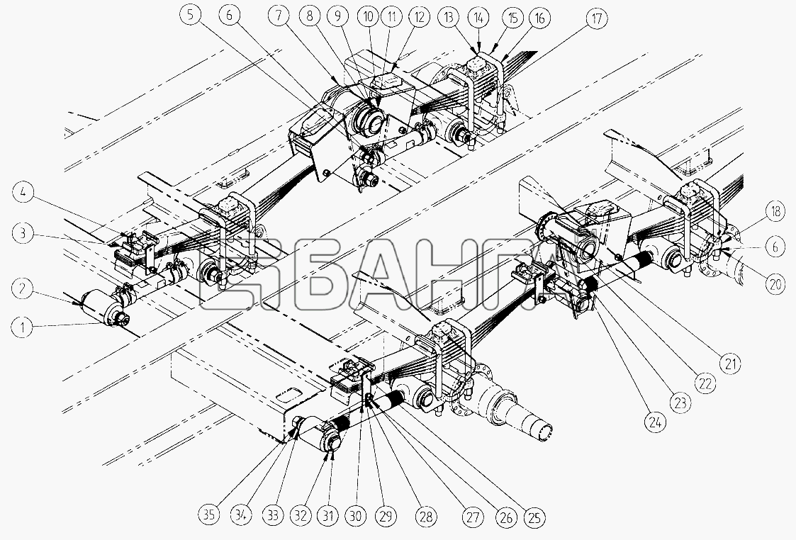 СЗАП СЗАП-9328 (2005) Схема Подвеска рессорная балансирная-18 banga.ua