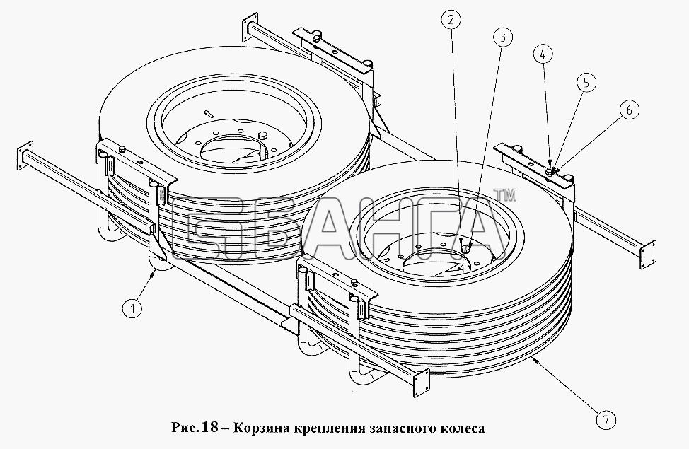 СЗАП СЗАП-9328 (2005) Схема Корзина крепления запасного колеса-22