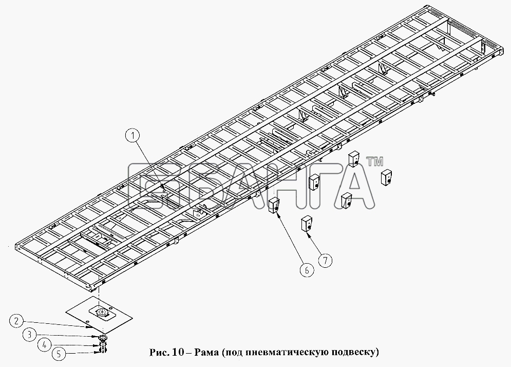 СЗАП СЗАП-9328 (2005) Схема Рама (под пневматическую подвеску)-10