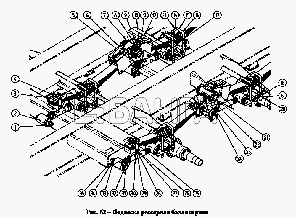 СЗАП СЗАП-9328 Схема Подвеска рессорная балансирная-24 banga.ua