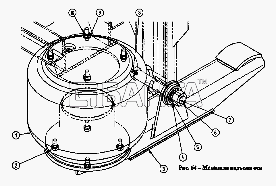 СЗАП СЗАП-9328 Схема Механизм подъема оси-26 banga.ua