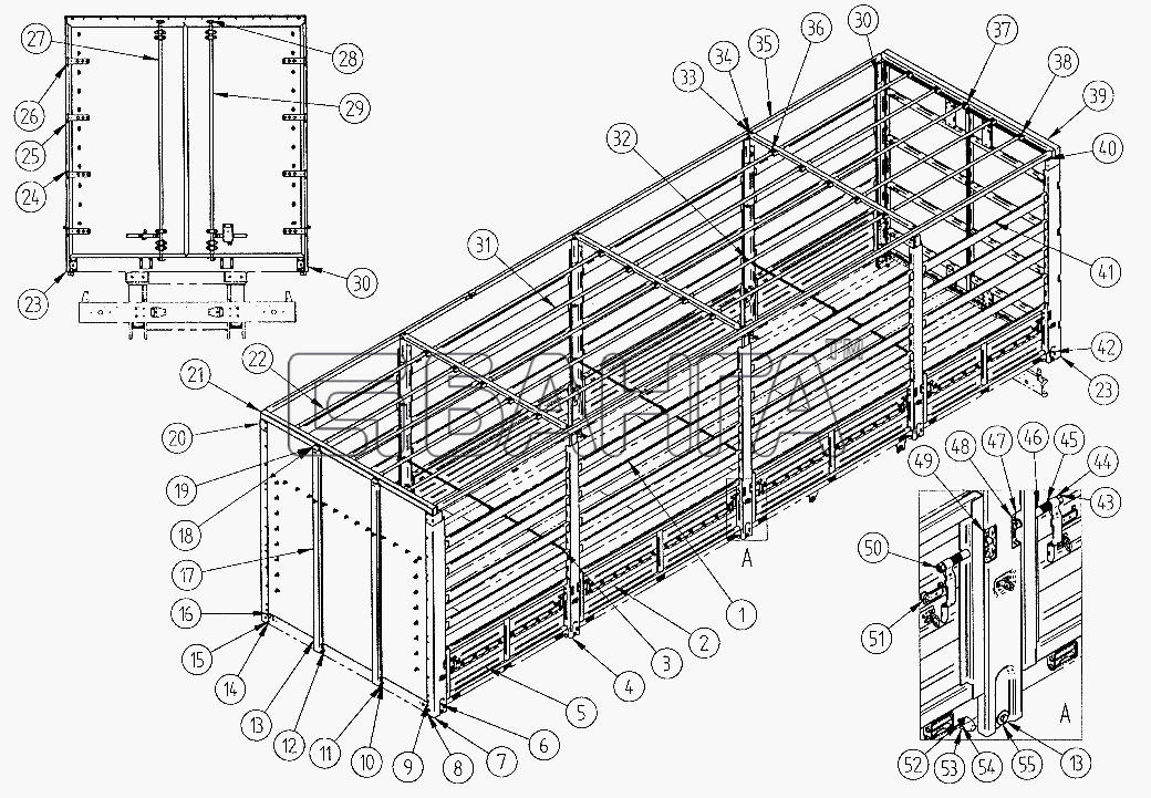 СЗАП СЗАП-9340 (2005) Схема Платформа с каркасом тента-30 banga.ua