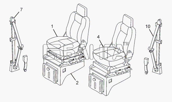 Tata LPT 1618 TC 52 Схема SEATS AND SEAT BELTS(TILT CAB)-30 banga.ua