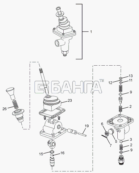 Tata LPT 1618 TC 52 Схема GRADUATED HAND BRAKE VALVE-143 banga.ua