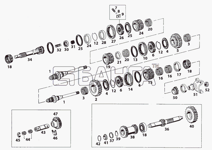 Tata Telcoline-207 Схема GEAR AND SHAFTS-42 banga.ua
