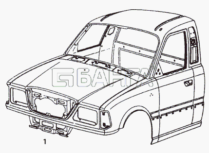 Tata Telcoline-207 Схема ASSY. BODY SHELL COMPLETE (SINGLE CAB)-104