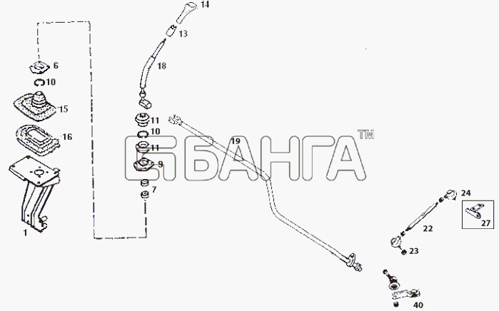 Tata LP LPT 613 LHD Схема GEAR SHIFT LINKAGE-43 banga.ua