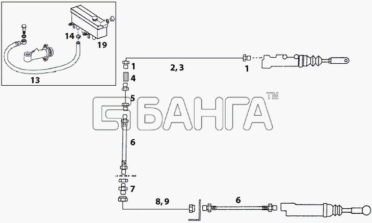 Tata LP LPT 613 LHD Схема CLUTCH PIPE LINES-46 banga.ua