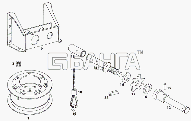 Tata LP LPT 613 LHD Схема SPARE WHEEL CARRIER-63 banga.ua